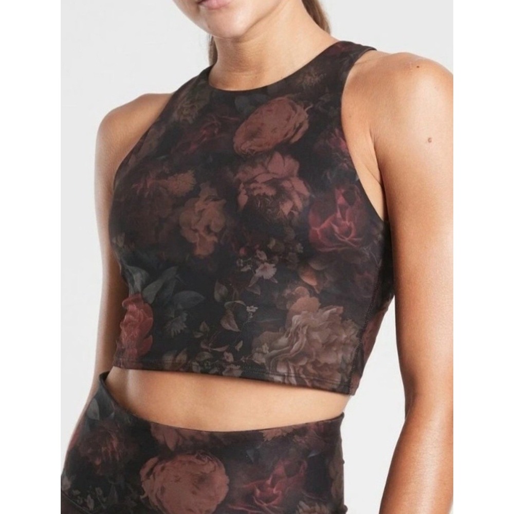 NWT Athleta Conscious Crop A-C Bra Small Dark Floral Powervita